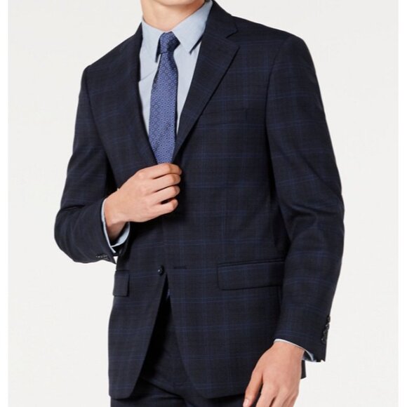 Tallia Men's Solid Wool Blend Sportcoat Navy NWT